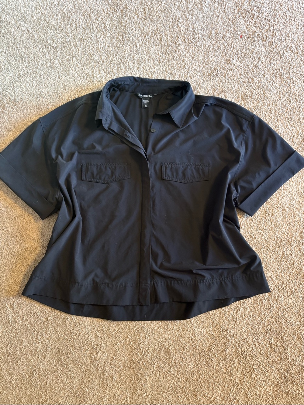 Altheta Black Short Sleeve Button Front Shirt